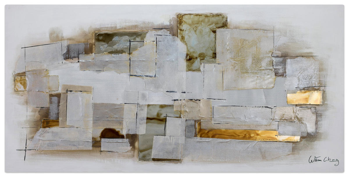 ACRYLBILD HANDGEMALT 120/60 cm - Weiß/Braun, Holz/Textil (120/60cm) - KUNSTLOFT