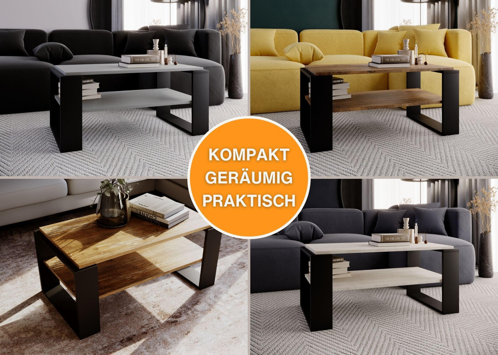 COUCHTISCH Kaja96 96/42/53,8 - Dunkelgrau/Schwarz, Holzwerkstoff (54/96/42cm) - RAUMHIRSCH FURNITURE