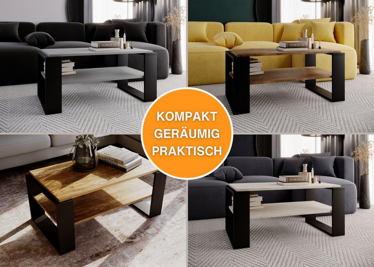 COUCHTISCH Holzwerkstoff rechteckig stabil Dunkelgrau 42/54/96cm - Dunkelgrau/Schwarz, Holzwerkstoff (53.8/96/42cm) - CraftPAK