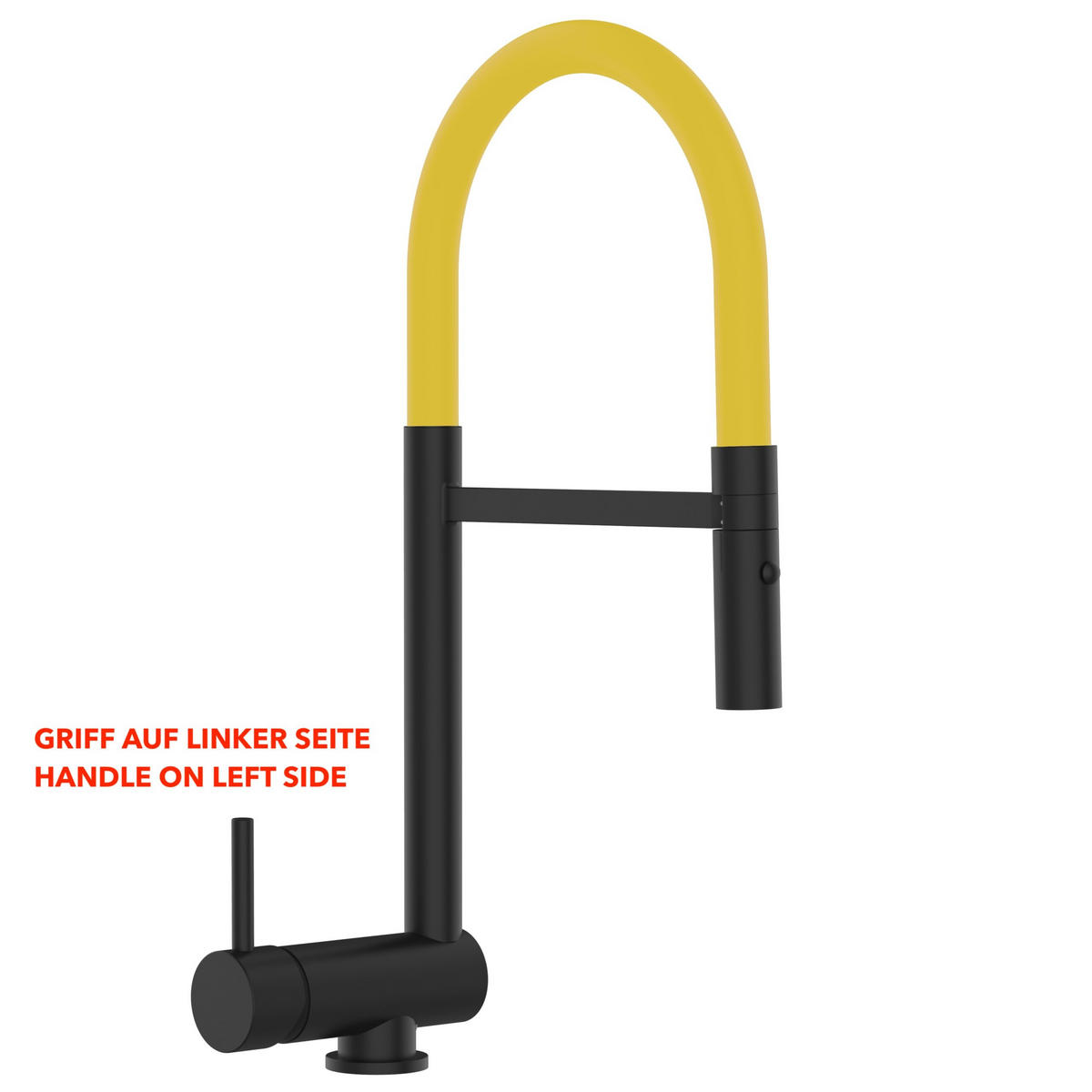 VORFENSTER-KÜCHENARMATUR, Umklappbar 6 CM, Schwarz Matt und Gelb, 2-Strahl-Brause, LINKER HEBEL - Gelb, Metall (21.3/48.2/21.3cm) - VIZIO