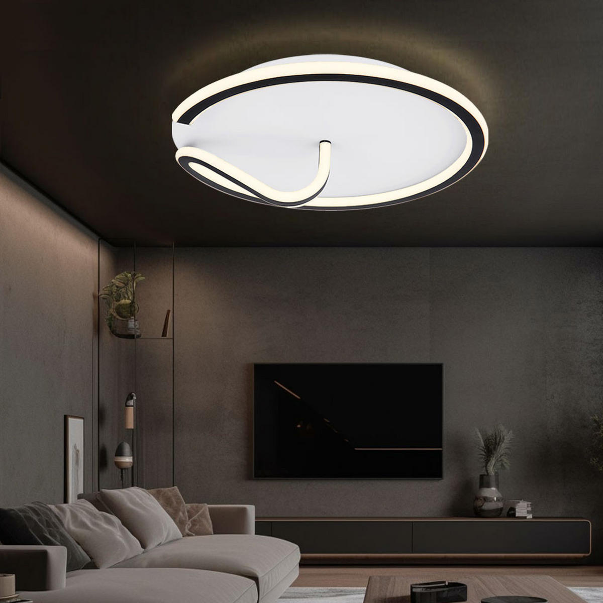 LED DECKENLEUCHTE Metall Schwarz Opal - Schwarz, Metall (41/41/13cm) - Globo Lighting