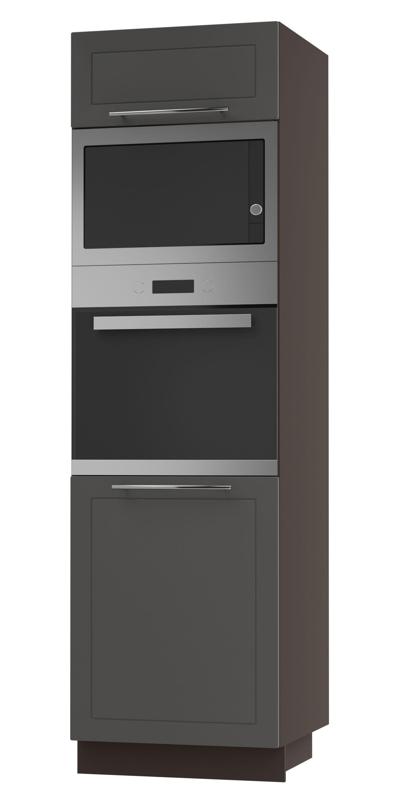 BACKOFEN-HOCHSCHRANK Kvantum D14/RU/60/207 Graphit Matt / Lava Matt 60 / 59 / 207cm - Dunkelgrau/Graphitfarben, Holz/Holzwerkstoff (60/207/59cm) - Feldmann-Wohnen
