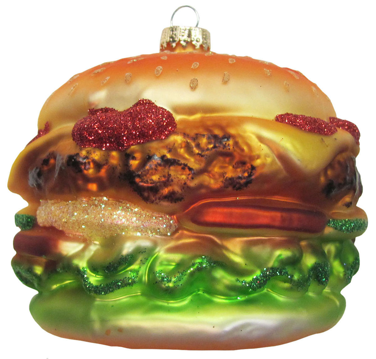CHRISTBAUMSCHMUCK Cheeseburger Mehrfarbig 9cm (Glas / 1 Stk.) - Multicolor, Glas (10/9/10cm) - Krebs Glas Lauscha