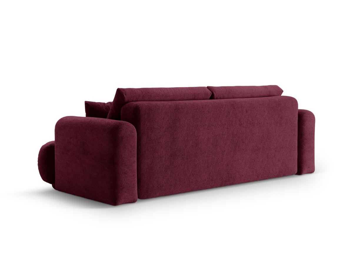 SOFA ausklappbar mit Bettkasten Ella aus strukturiertem Stoff burgundfarben 3 Sitzplätze - Bordeaux, Textil (108/94/271cm) - Micadoni