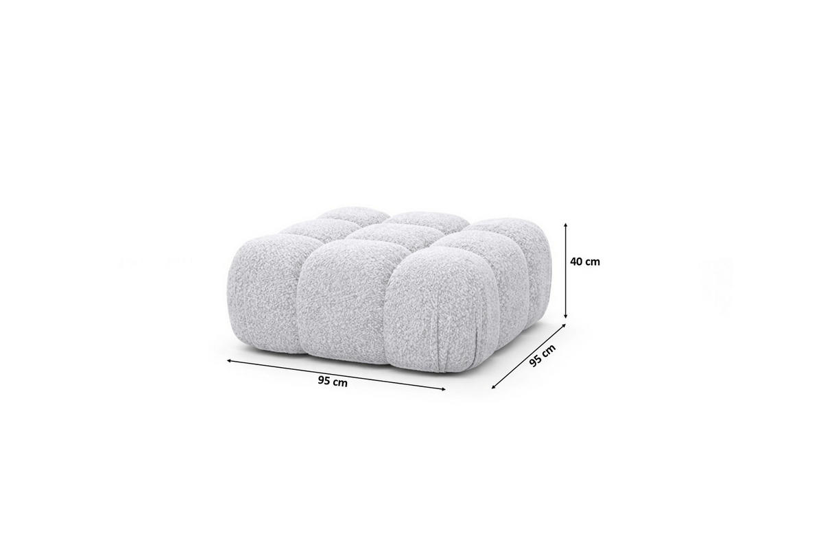 HOCKER Modularer, Bouclé-Stoff Abriamo, Hellgrau, Selia - Hellgrau, Holz (95/40/95cm) - Kaiser Möbel