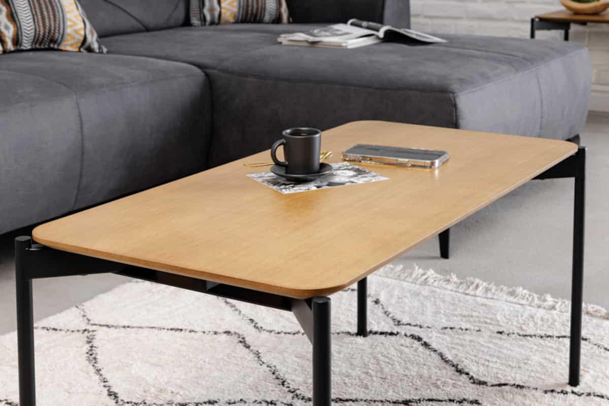 COUCHTISCH DESIGNO rechteckig Braun|Natur 90cm - Schwarz/Braun, Holz/Metall (45/90/45cm) - riess-ambiente