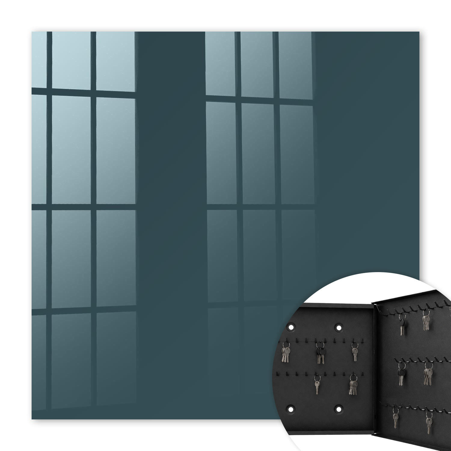 SCHLÜSSELBOX Schwarz 30x30 cm- Türöffnung nach rechts - Türkis - Türkis, Metall (30/30/5cm) - TULUP
