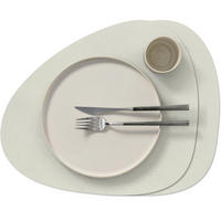 PLATZSET TISCHSETS Nupo - Leder - Leinen - Curved - 44 x 37 cm - 2 Stück - Creme, Leder (44/37/2cm) - LIND DNA
