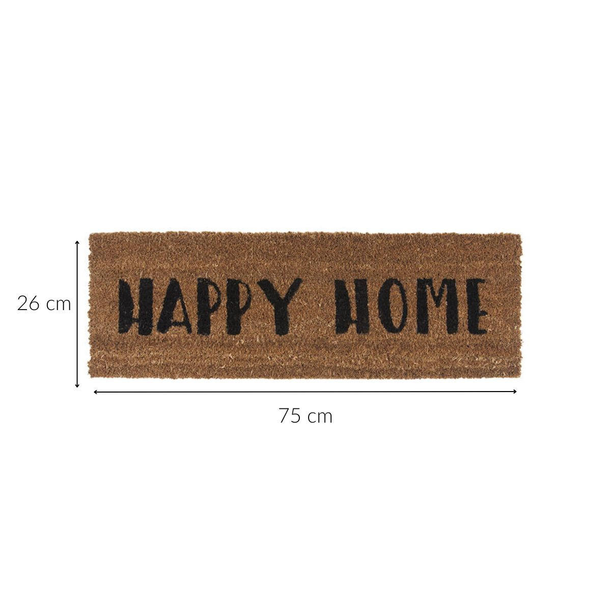 FUSSMATTE Kokosfaser Happy Home 75/26/2 cm - Braun, Naturmaterialien (26/75cm)