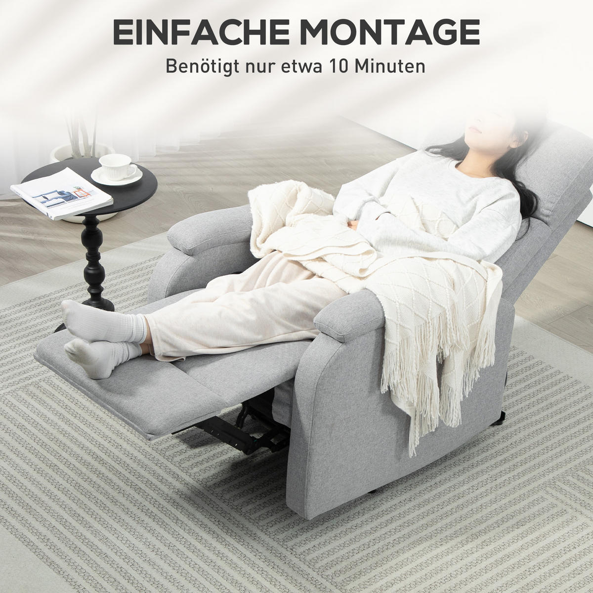 RELAXSESSEL, mit Liegefunktion, bis 150 kg belastbar, Grau - Grau, Metall (91.5/103/69cm) - HOMCOM