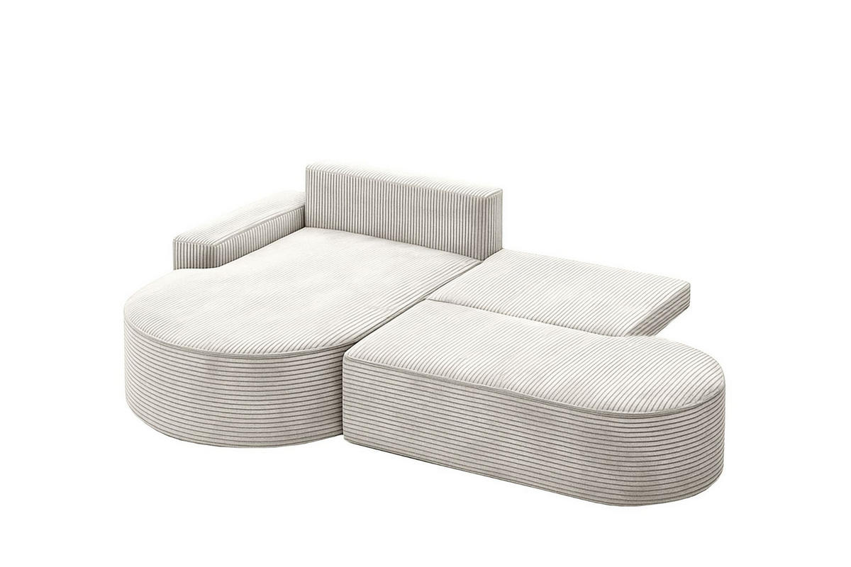 ECKSOFA mit Schlaffunktion und Bettkasten Modena Runden stoff Poso Beige Links - Beige, Holz/Textil (179/278cm) - Kaiser Möbel
