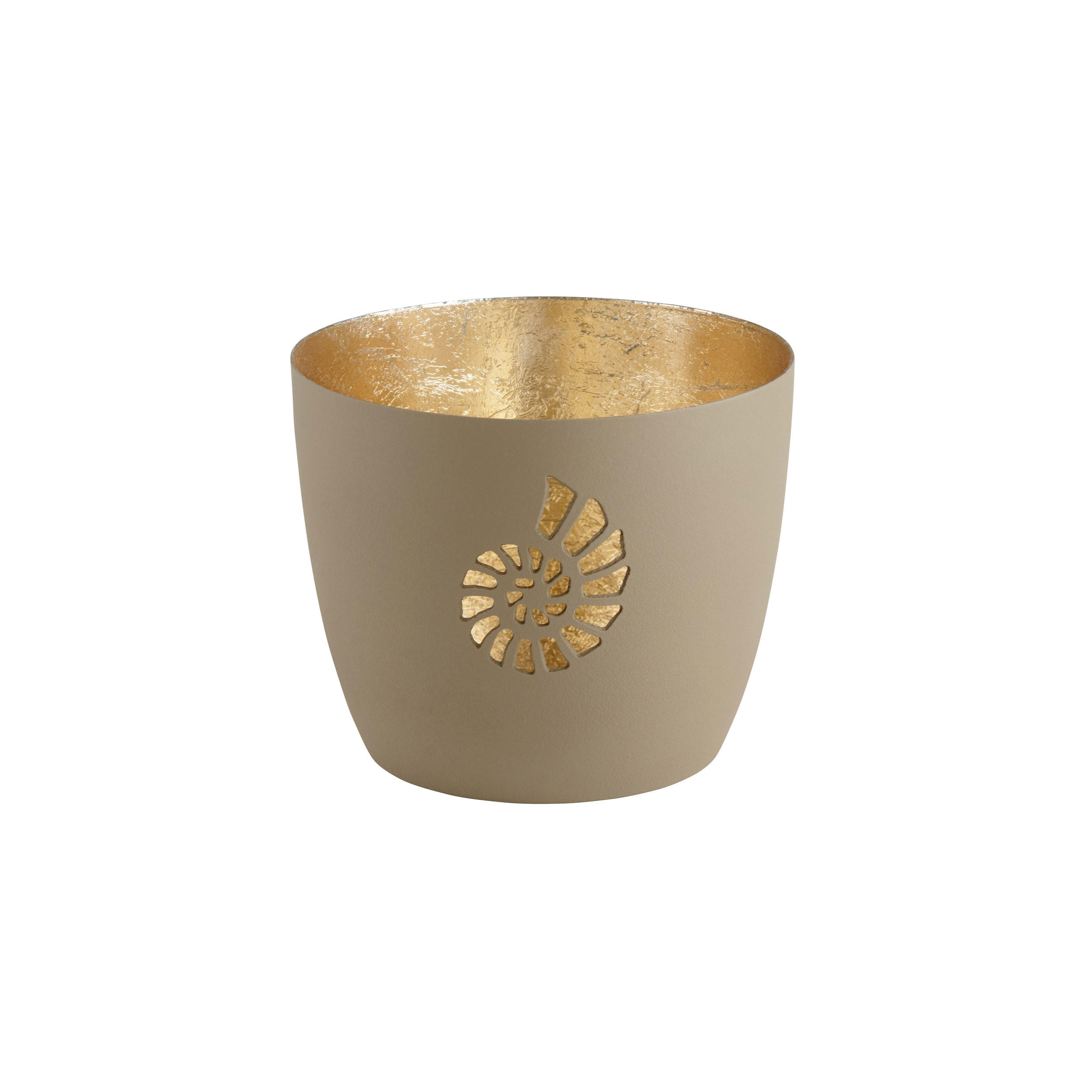 TEELICHTHALTER Madras Muschel M, Eisen, sandstone / Gold, H 8.5 cm - Beige, Metall (9cm) - Gift Company