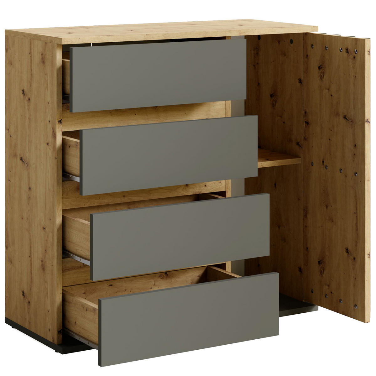 KOMMODE CORRIDI Kombikommode mit Schubladen - Eiche Artisan, Holzwerkstoff (80/80/34cm) - KONSIMO®