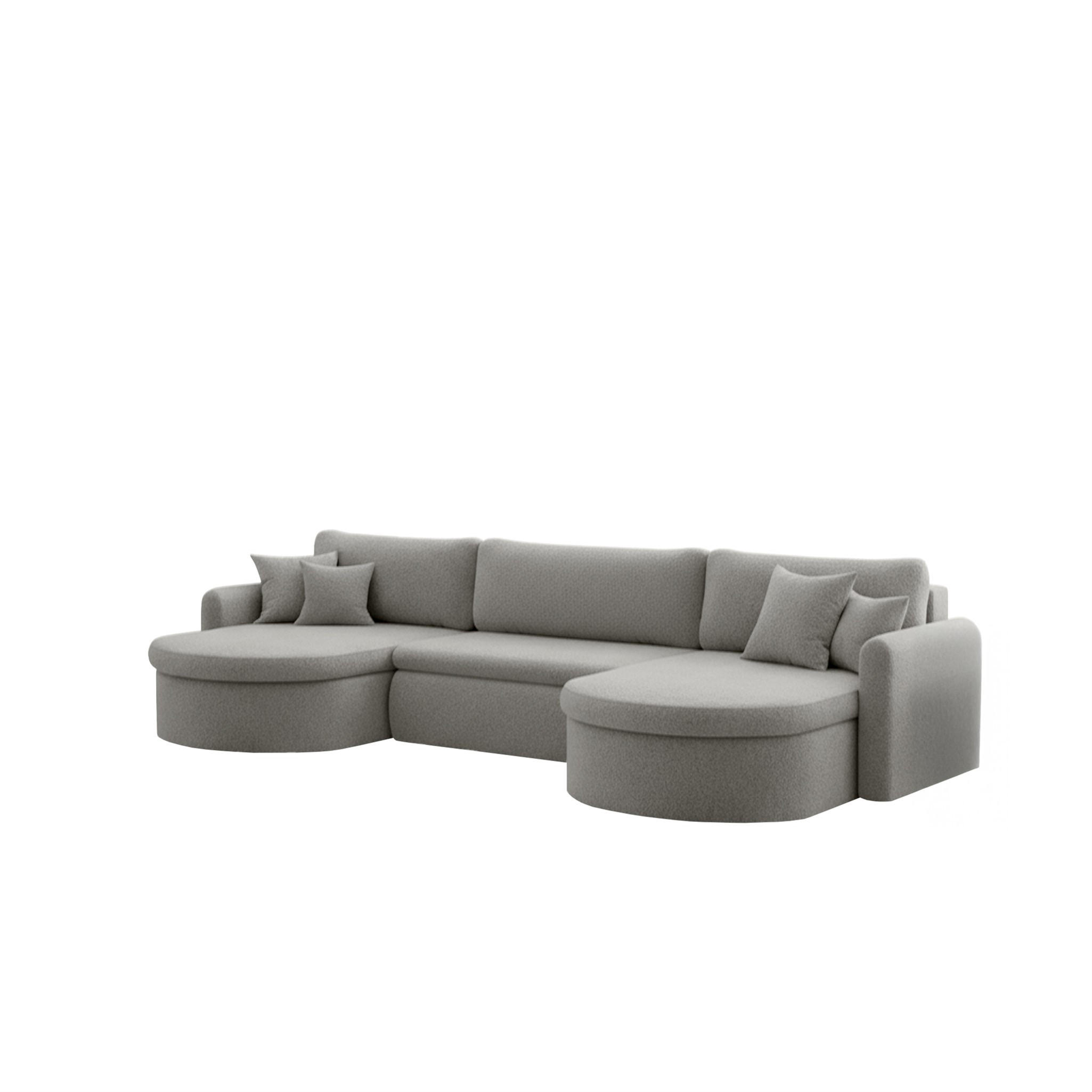 WOHNLANDSCHAFT Feliz In Quelle - Hellgrau, Holzwerkstoff/Textil (350/83/160cm) - Fun Möbel