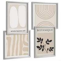 BILDER SET 4er Set - 50x50 cm & 40x60 cm Silberner Rahmen - Boho-Pflanzenposter - Silberfarben, Kunststoff (50/50cm) - TULUP