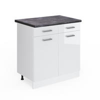 KÜCHENUNTERSCHRANK R-Line Weiß Hochglanz 80 cm, AP Anthrazit - Weiß Hochglanz/Weiß, Holzwerkstoff (80/81.6/60cm) - Vicco