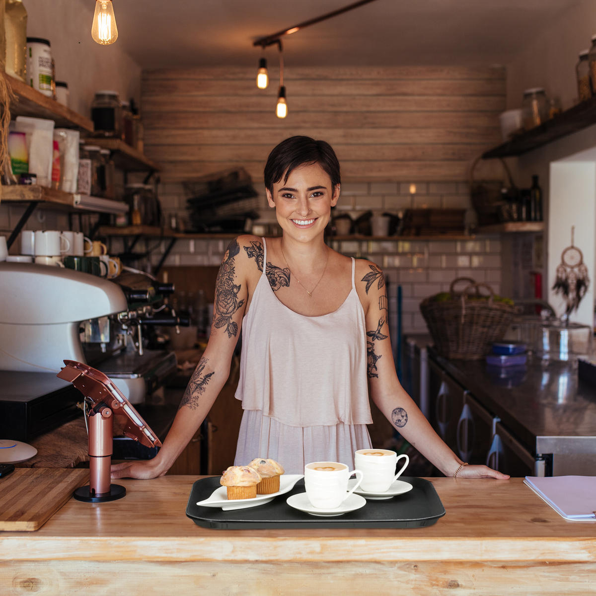 2xSERVIERTABLETT - Schwarz, Kunststoff (46/2/35cm) - Relaxdays