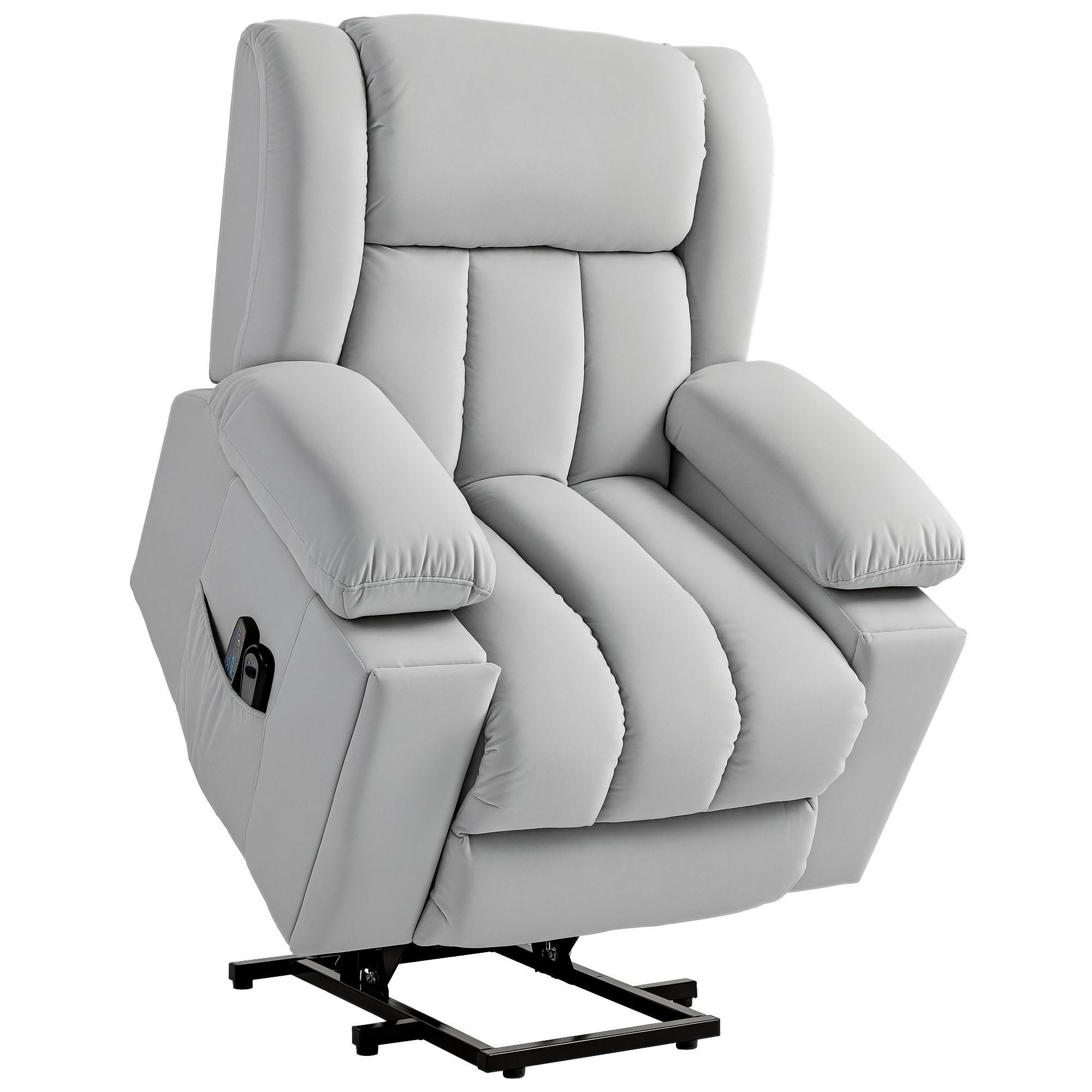 MASSAGESESSEL DE-06407 45° Lift, 135° neigbar, Wärme, USB Samtartiger Stoff - Hellgrau, Metall (93/104/101cm) - ComfortXL