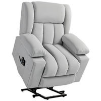 MASSAGESESSEL DE-06407 45° Lift, 135° neigbar, Wärme, USB Samtartiger Stoff - Hellgrau, Metall (93/104/101cm) - ComfortXL