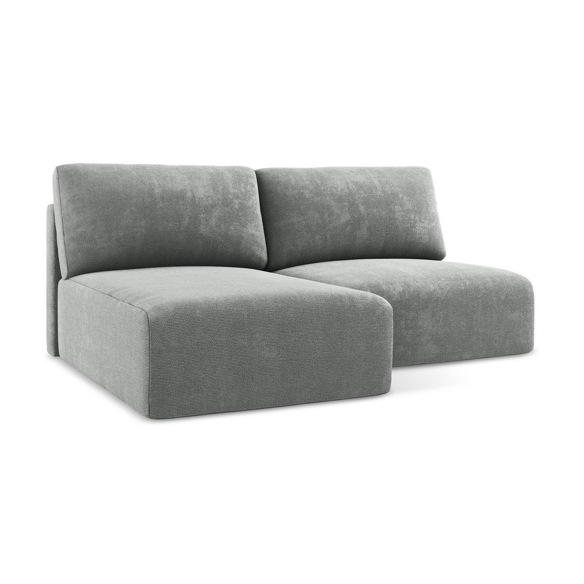 ECKSOFA mit Schlaffunktion links Chenille Stoff Grau - Blau/Schwarz, Kunststoff/Textil (149/210cm) - LaMiaSofa