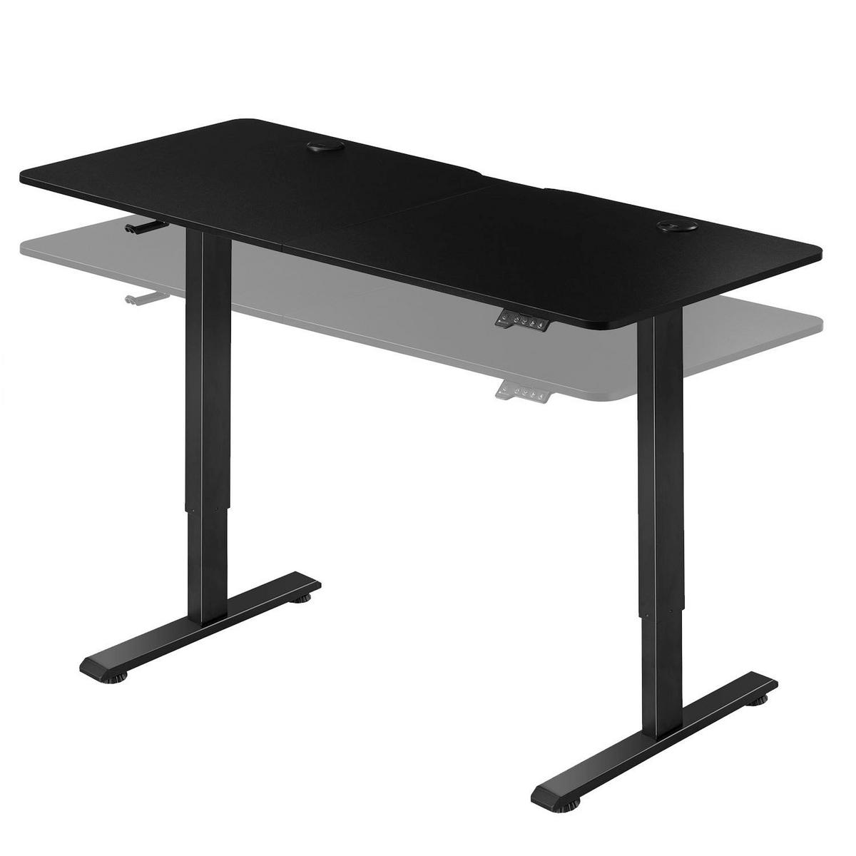 SCHREIBTISCH Office Stand schwarz 140x60 cm höhenverstellbar - Schwarz, Holz (60/140/117cm) - Juskys