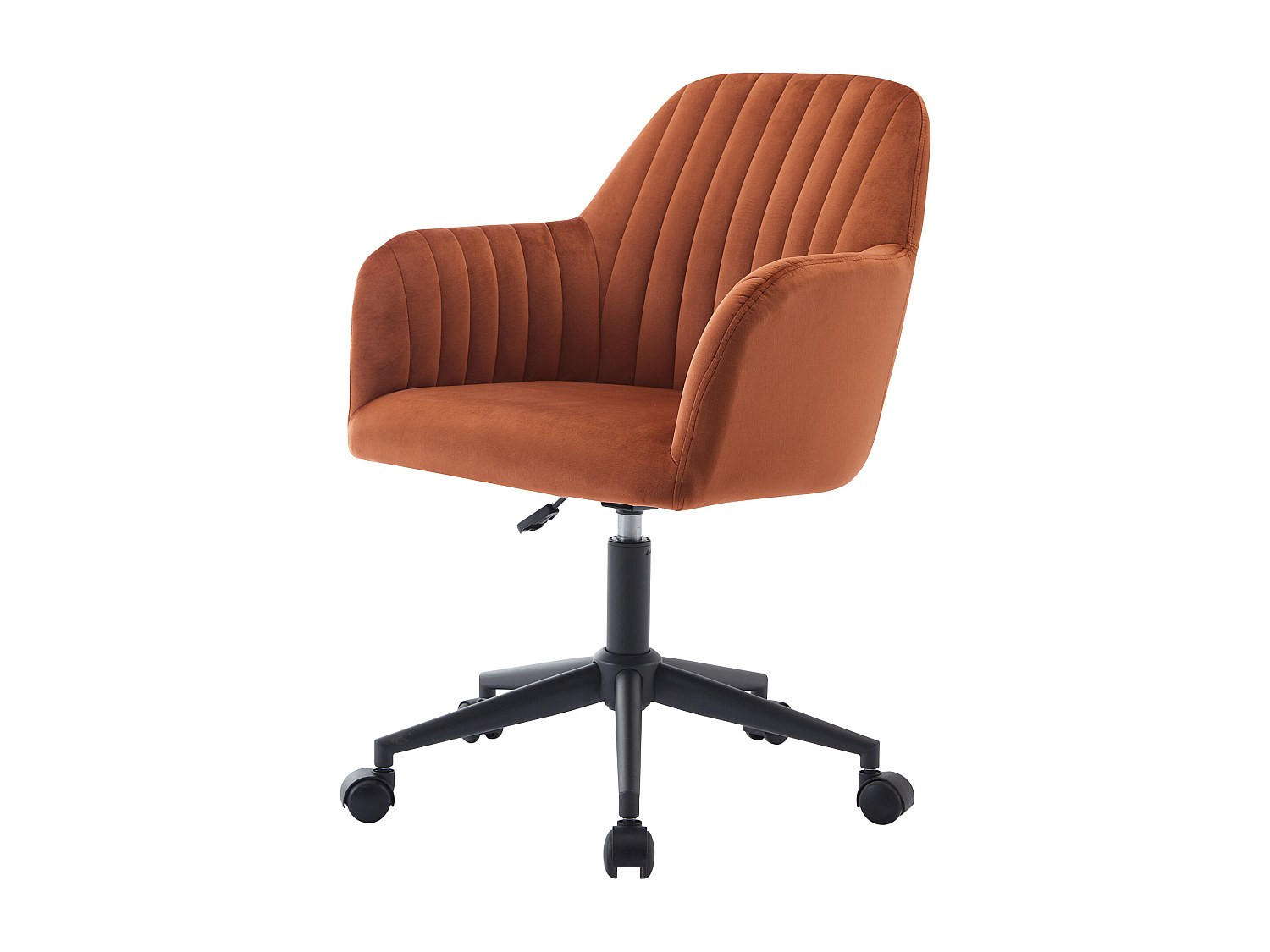 BÜROSTUHL ohne Armlehnen - 59 cmcm x 61.5 cmcm - Samt, Stoff - Terracotta - ELEANA - Terracotta, Textil (59/89/61.5cm) - Vente-Unique