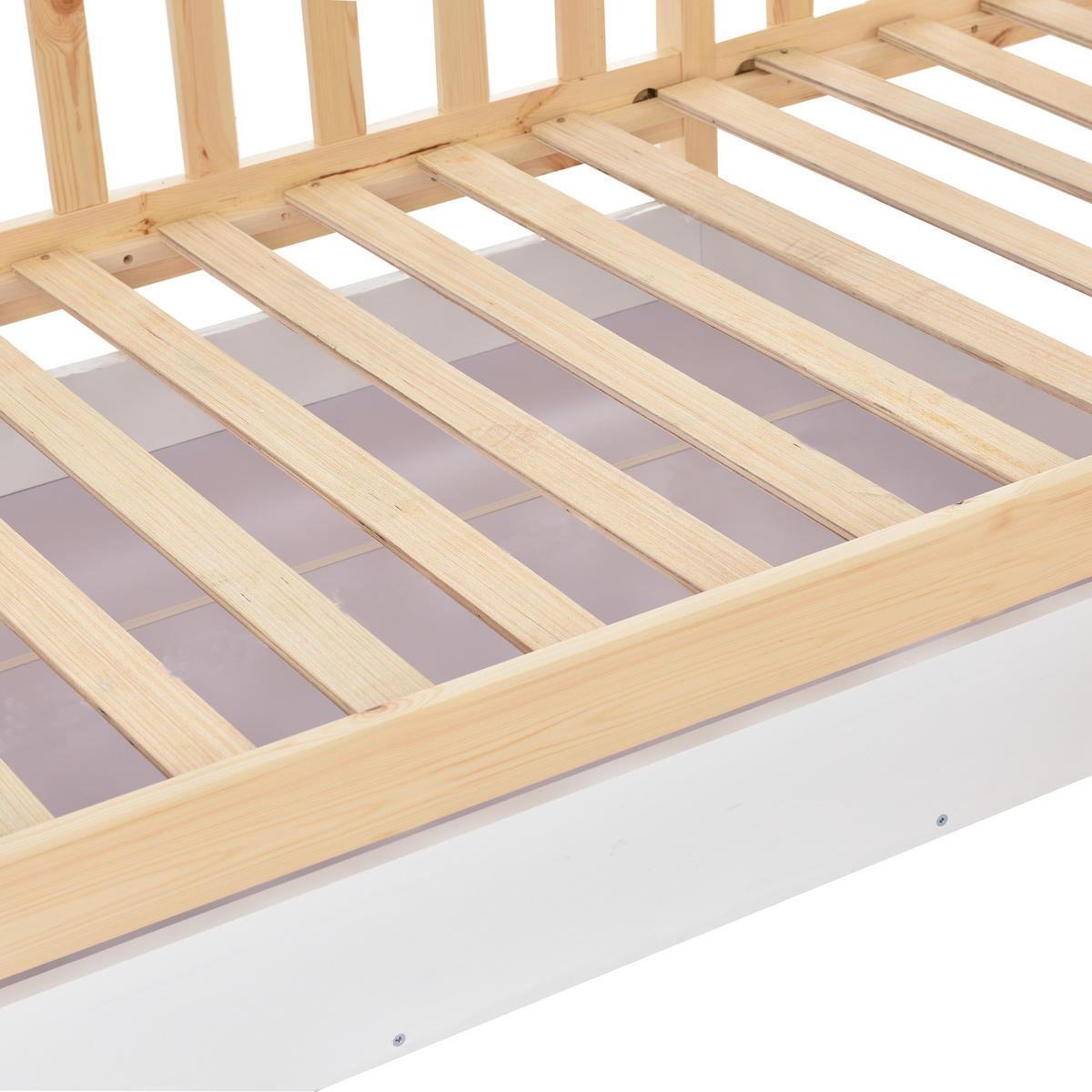 HAUSBETT Massivholz 90/200 cm + 140/70 cm Natur - Ahornfarben, Holz - Raumix
