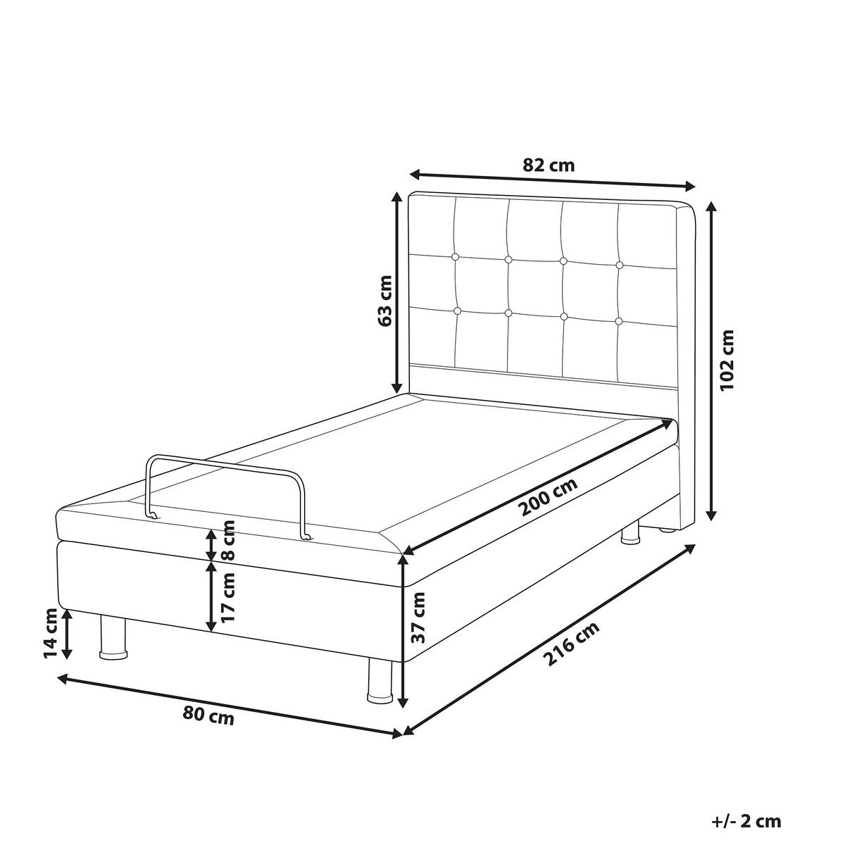 POLSTERBETT 80/200cm Dunkelgrau Duke - Dunkelgrau, Textil (80/200cm) - Beliani