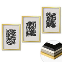 WANDBILDER 3er Set - 20x30 cm Goldrahmen - Abstrakte Pflanzenmuster - Goldfarben, Kunststoff (20/30cm) - ArtPrintCave