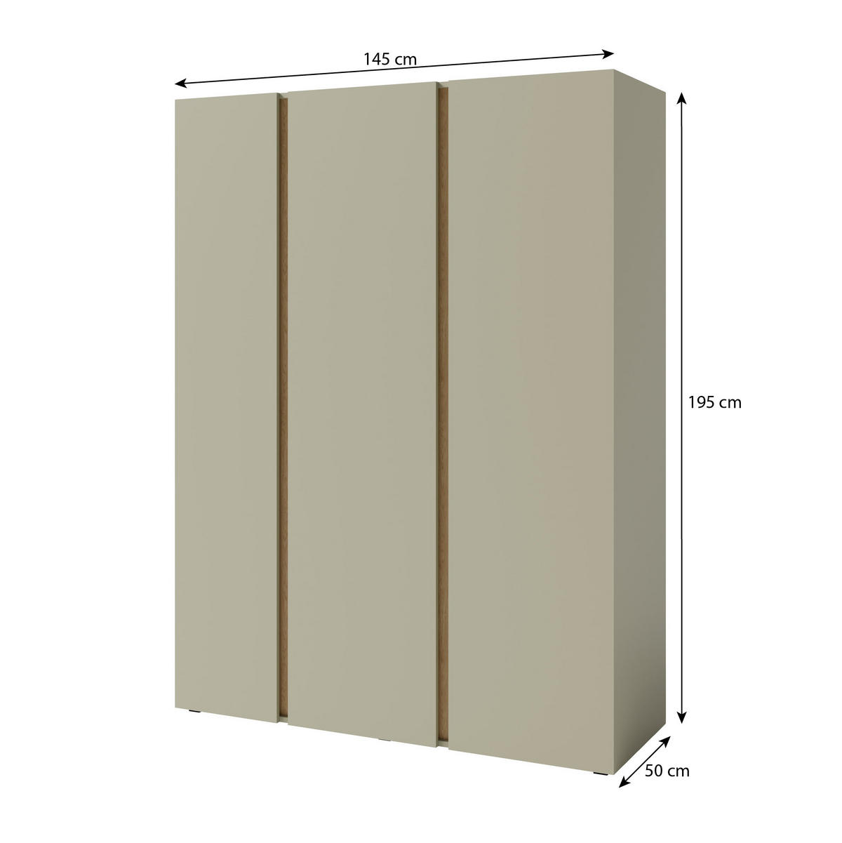 DREHTÜRENSCHRANK Lico mit 3 Türen, Eukalyptus - Eukalyptusholzfarben, Holzwerkstoff (145/195/50cm) - Beautysofa