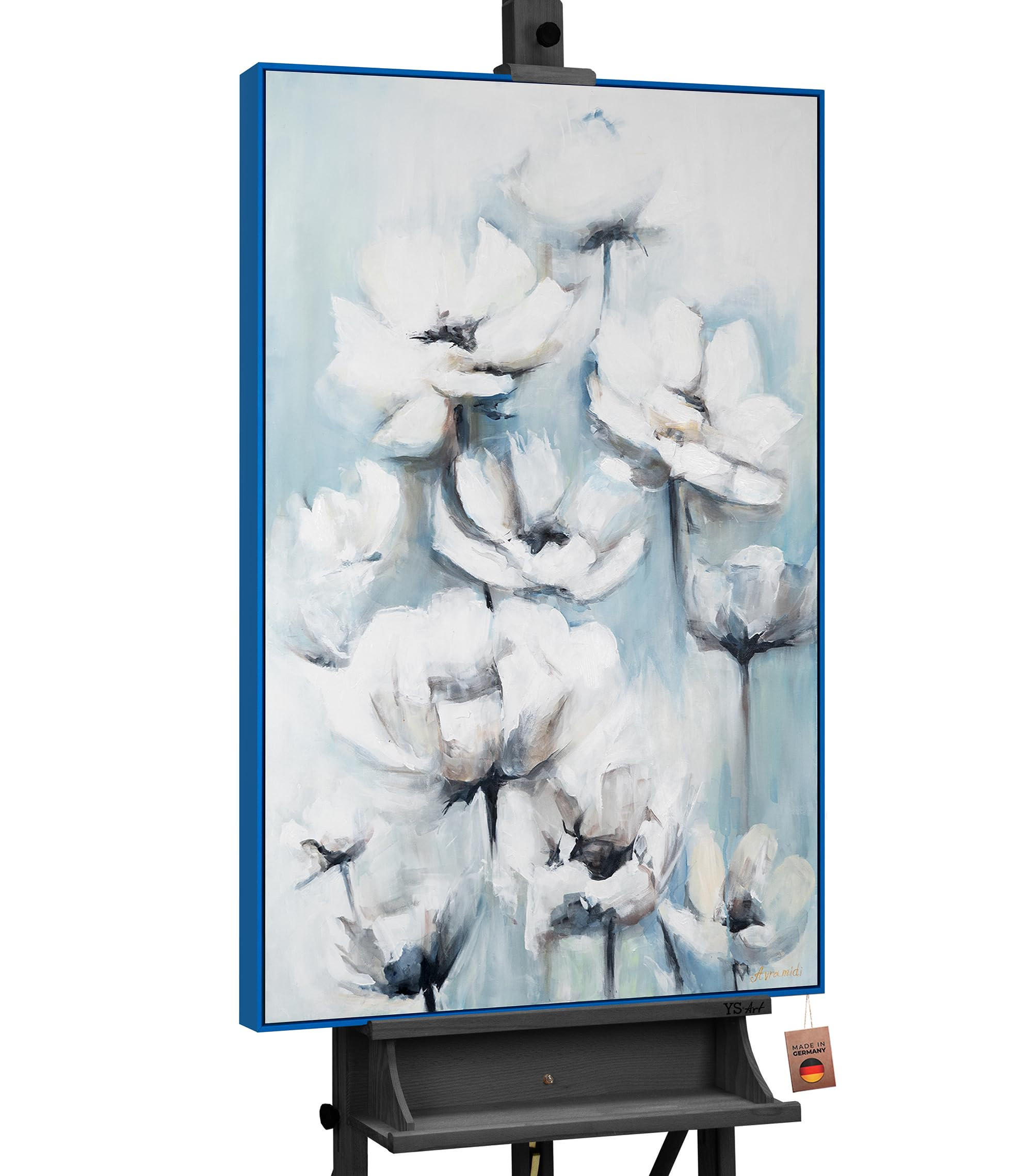 GEMÄLDE Blumige Zärtlichkeit Schattenfugenrahmen Blau 140x100 cm - Blau, Holz (140/100cm) - YS-art gallery