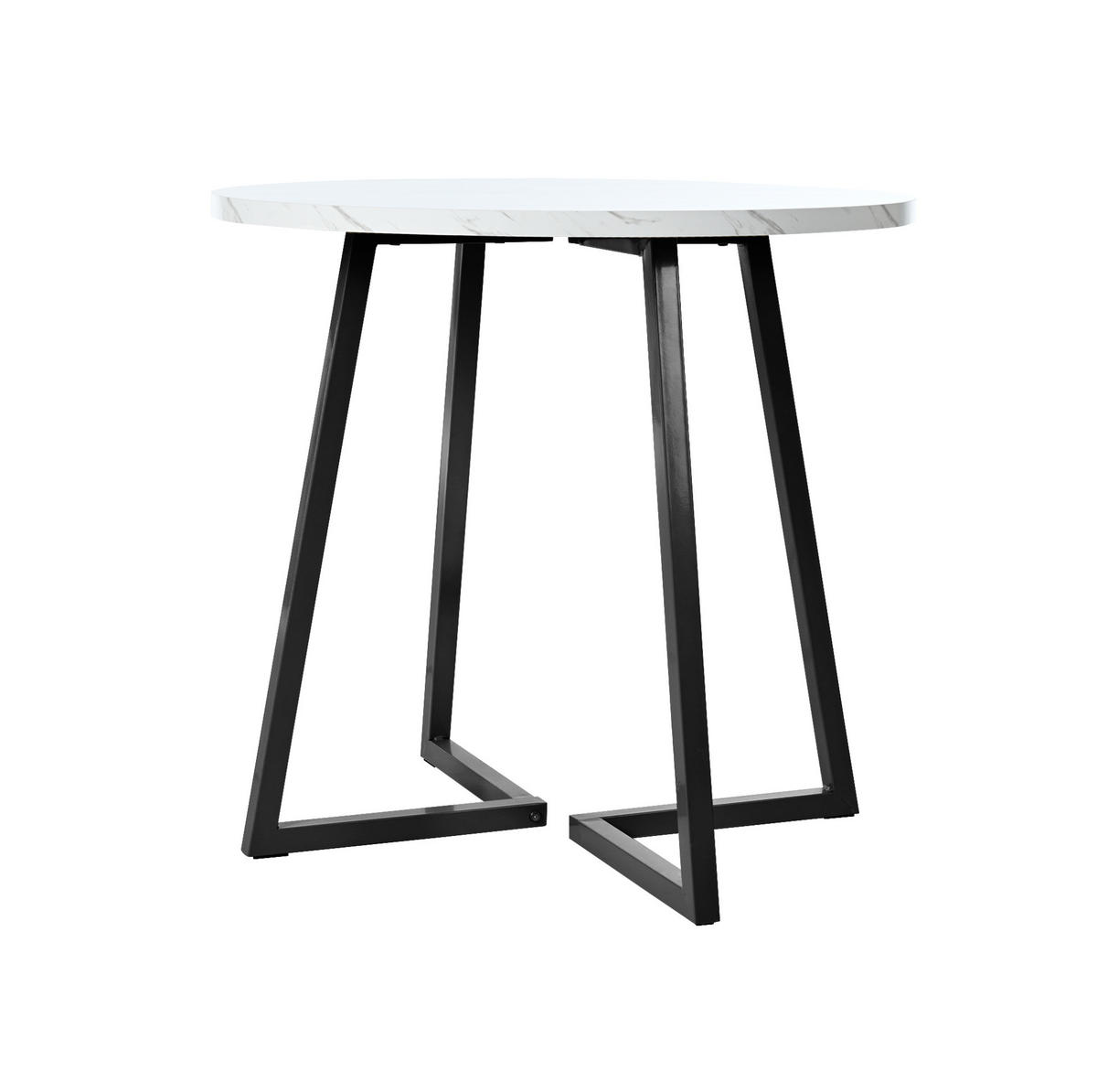ESSTISCH, MDF mit Marmormuster & Metallgestell, Ø 80/75 cm, Schwarz - Schwarz, Holzwerkstoff (80/80/75cm) - Redom