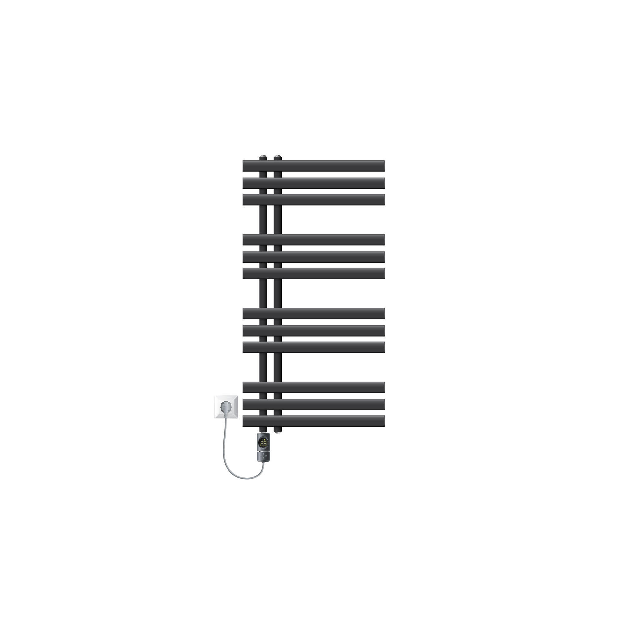 BADHEIZKÖRPER elektrisch Iron EM 500x1000 mm Anthrazit mit Heizstab 300W Digital - Anthrazit, Metall (50/100/3cm) - LuxeBath