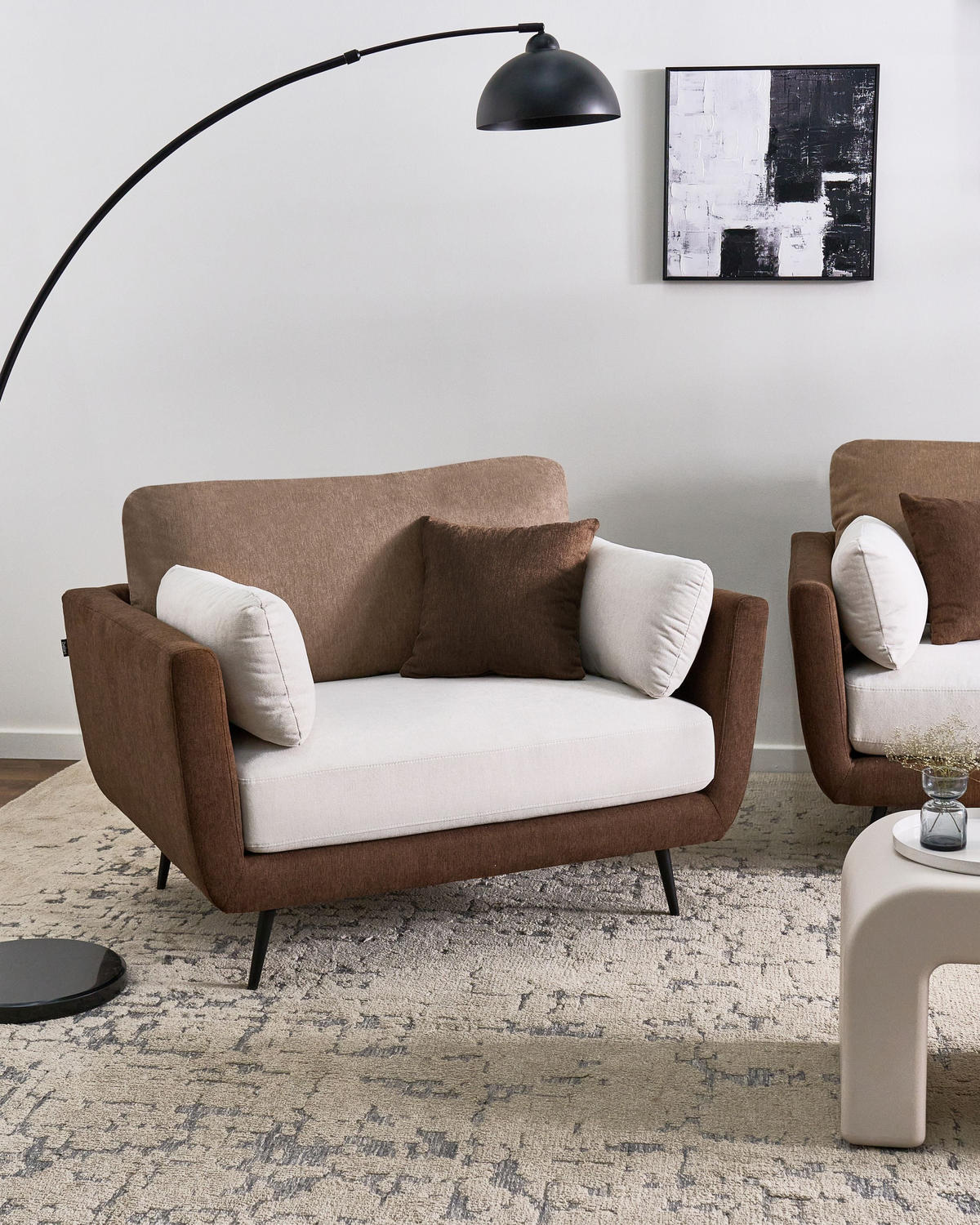SESSEL Stoff Braun Bolga - Hellbraun, Textil (119/89/83cm) - Beliani