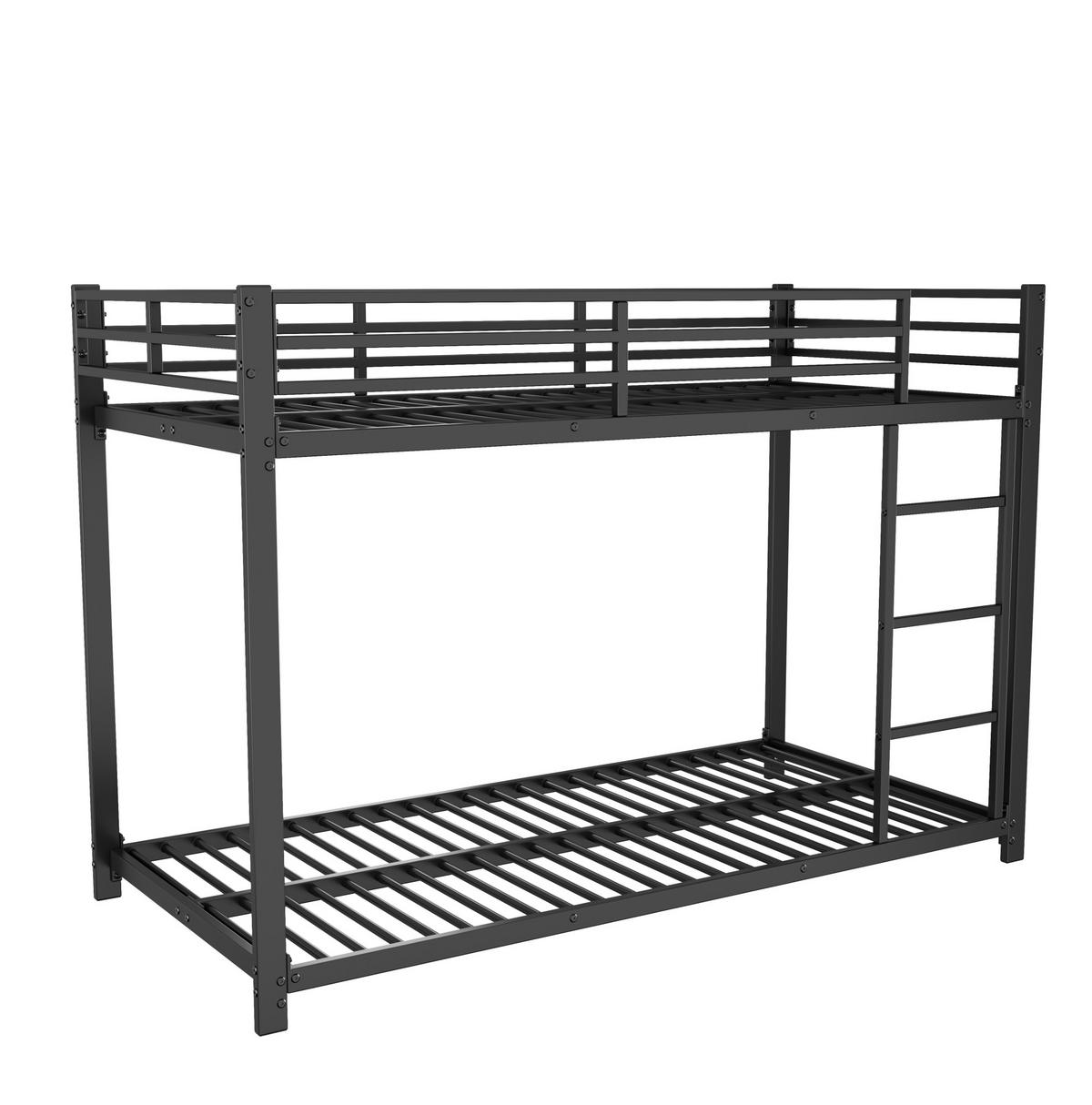 ETAGENBETT 90/200 cm aus Metall in Schwarz – platzsparend und stabil - Schwarz, Metall (90/200cm) - Flora Grace