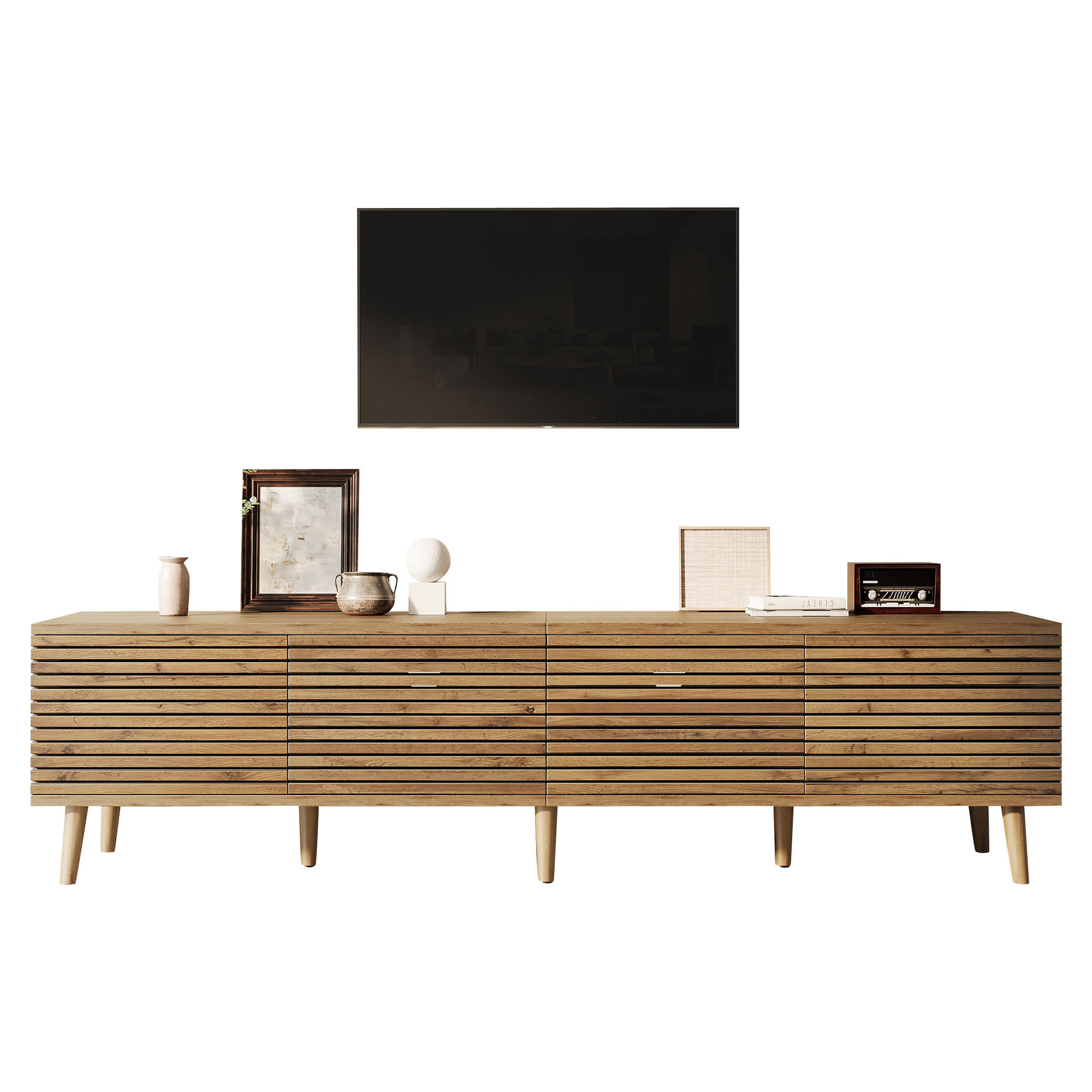 TV-LOWBOARD 180x40x46cm Holzfarbe mit 4 Türen - Naturfarben, Holzwerkstoff (180/46/40cm) - FLIEKS