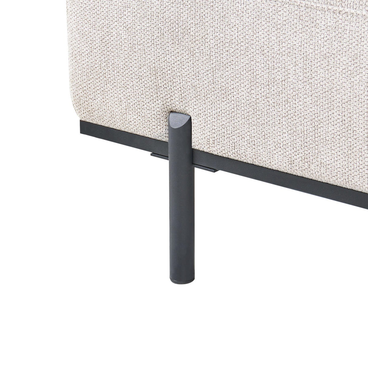 ČALOUNĚNÉ LEHÁTKO CHAISE LONGUE Umělý len Světle béžové Savasse - černá/béžová, textil (170/78/85cm) - Beliani