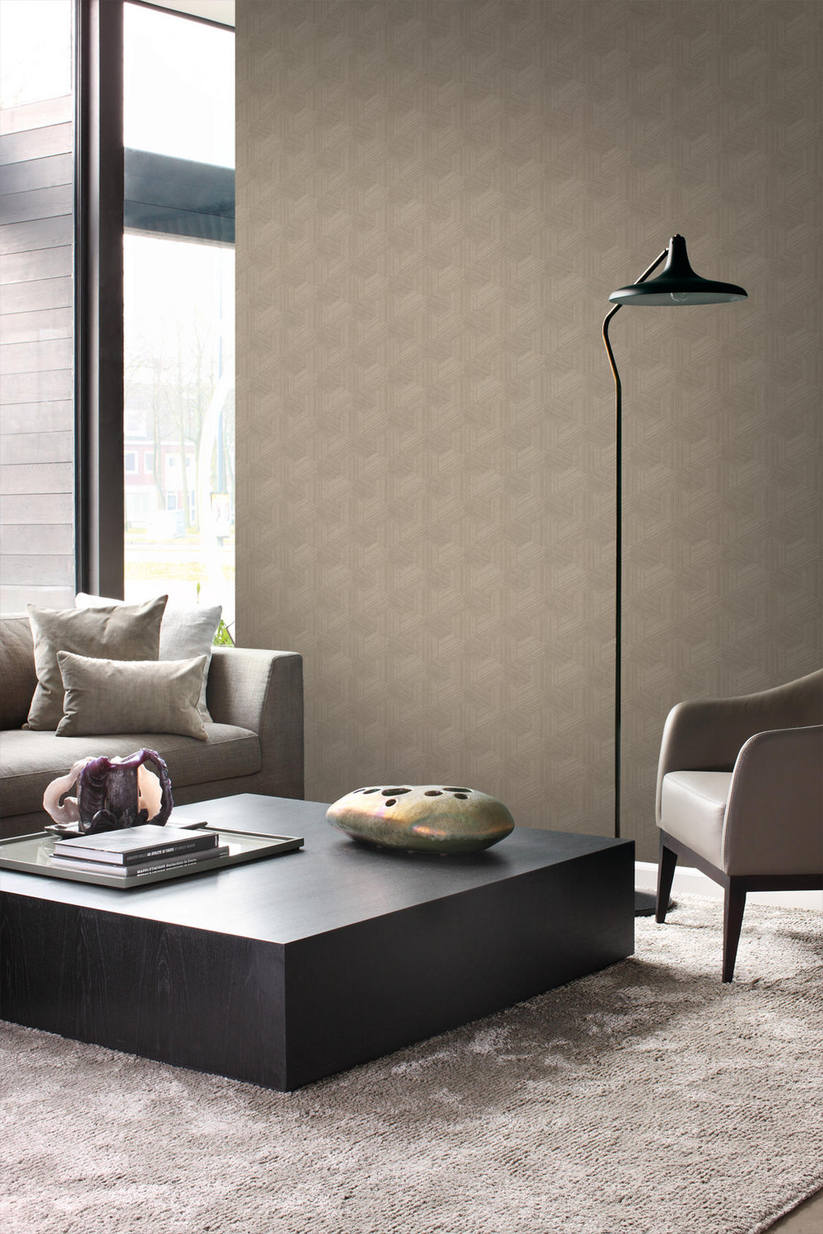 TAPETE 3D-Muster 50 x 900 cm - Beige, Papier (50/900cm) - Origin Wallcoverings