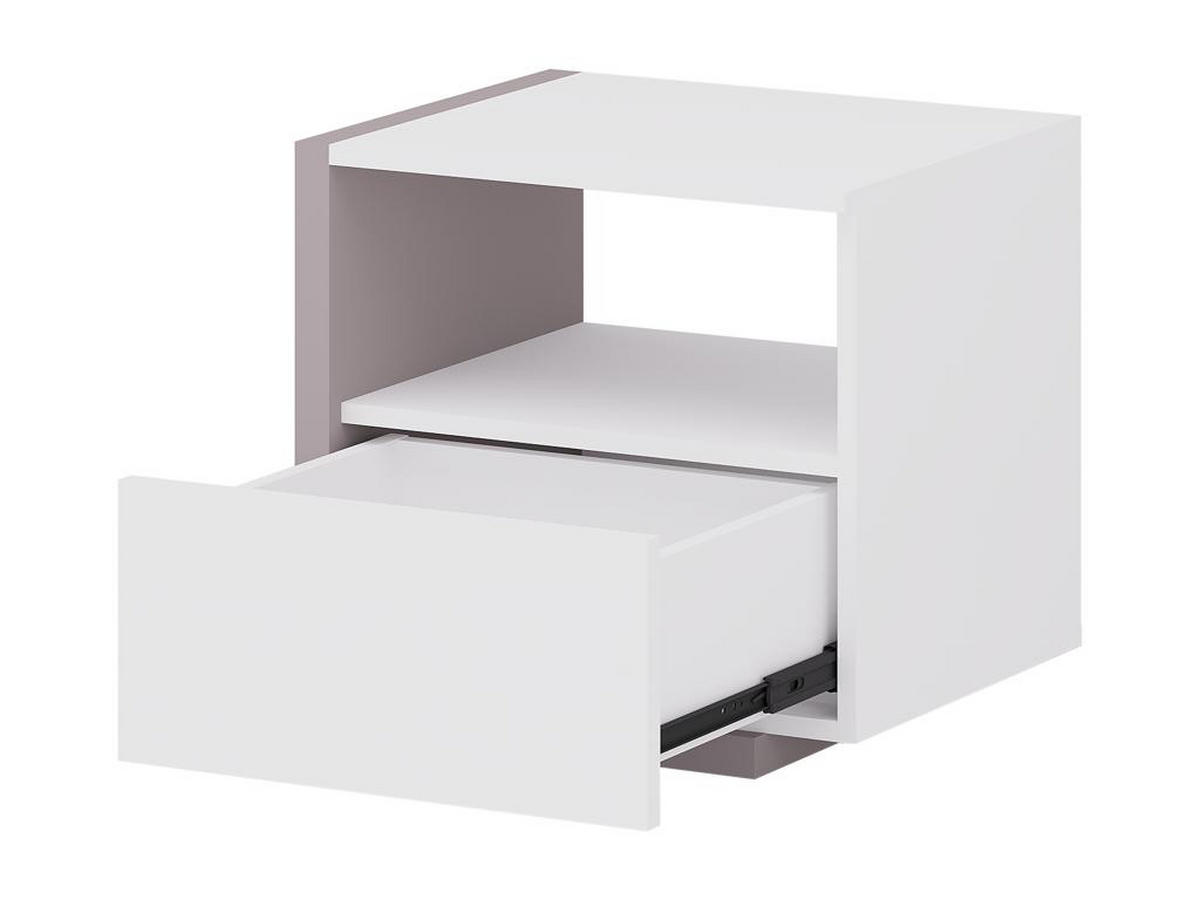 NACHTTISCH skandinavisch mit 1 Schublade & 1 Ablage - Weiß & Taupe - NAPOLI II - Braun, Holz (39/43/46.4cm) - Vente-Unique