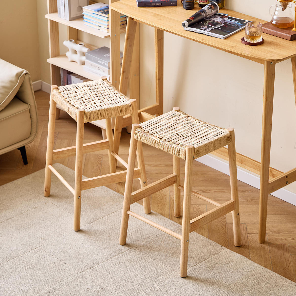 BARHOCKER 2er-Set Stoff Braun - Braun, Textil (45/66/43.5cm) - Nordlys