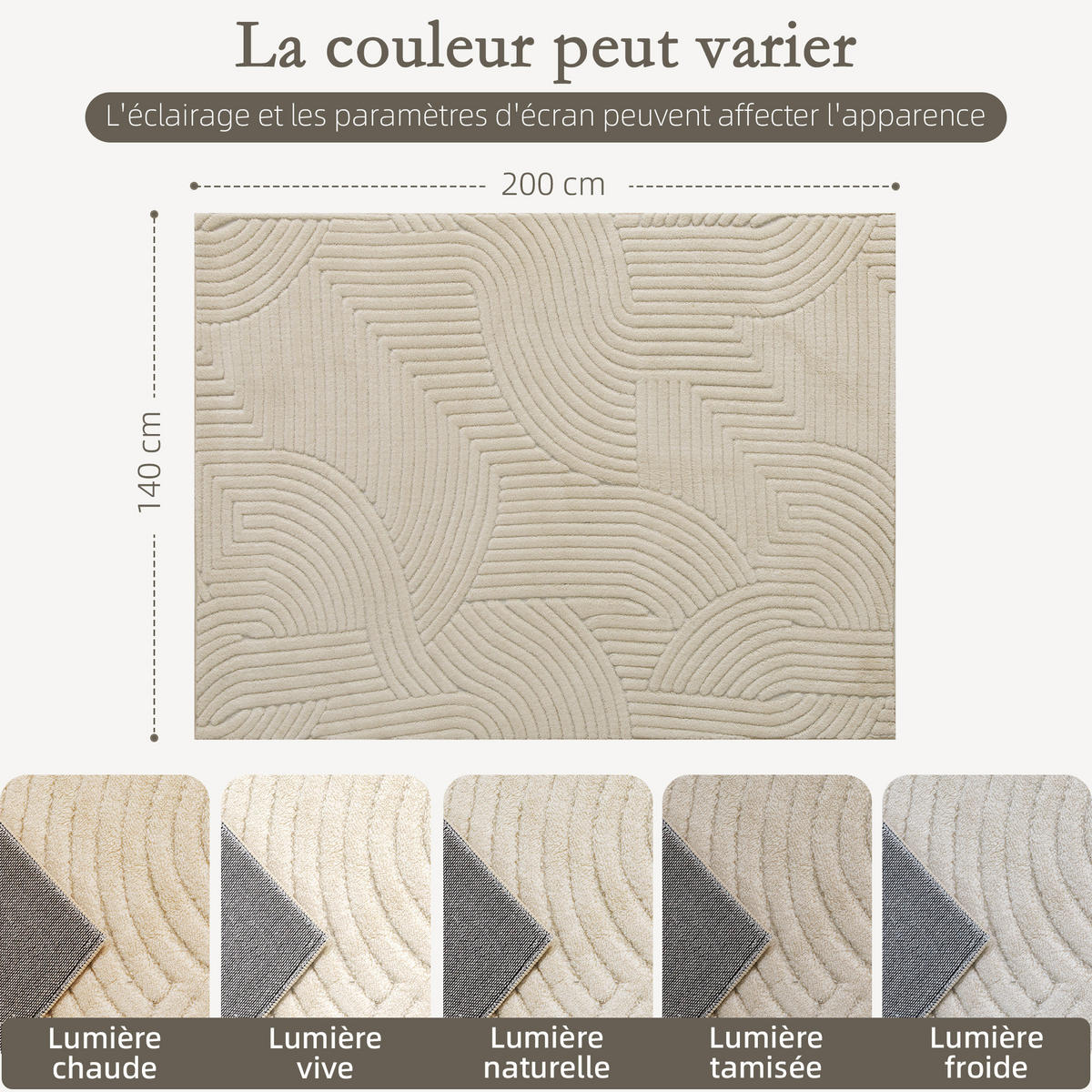 PARAVENT DE-14312 3-teilig, klappbar 135x180 cm Hellbraun - Weiß, Textil (200/140/1.7cm) - ComfortXL