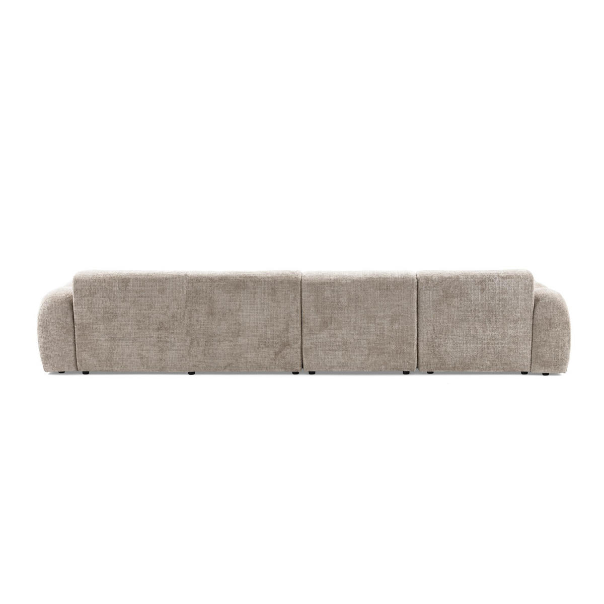 5-SITZER modulares Ecksofa VEER SET 2 Links, 379 x 175 cm, Chenille Webstoff Beige - Beige/Schwarz, Holz/Kunststoff (379/175cm) - Muffo