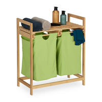WÄSCHEKORBREGAL - Multicolor, Holz/Textil (64/73/33cm) - Relaxdays