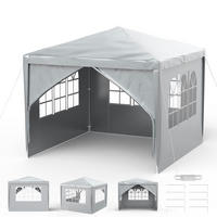 GARTENZELT 3 x 3 m Grau Wasserdicht mit 8 Seitenwänden - Grau, Textil (300/250/300cm)