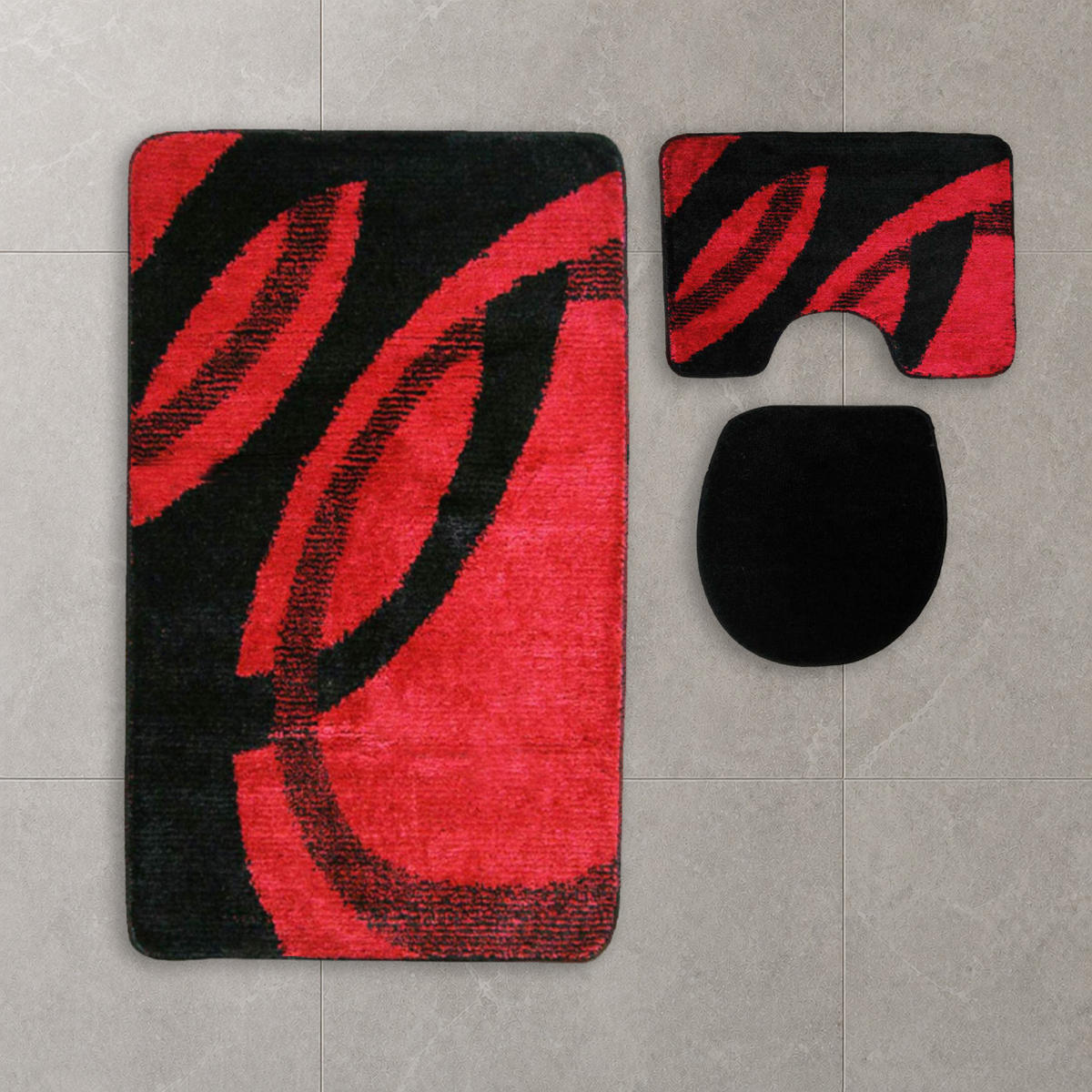 BADEMATTE Set 3 tlg ROT - Rot, Textil (60/100cm) - ROLFNERS