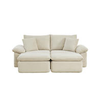 2-SITZER-BODENSOFA aus Stoff Beige ohne Montage mit Fußhocker und Aufbewahrungstaschen - Beige, Textil (156/65/206cm) - Modfu