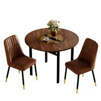 ESSGRUPPE DE-39384 3-teilig, mit 2 Tech-Stoff-Sesseln und Glasplatte Braun - Braun, Holzwerkstoff (100/76/100cm) - ComfortXL