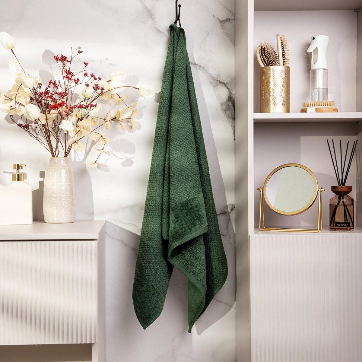 BADETUCH Nasia grün 70/130 cm - Grün, Textil (70/130cm) - Homla