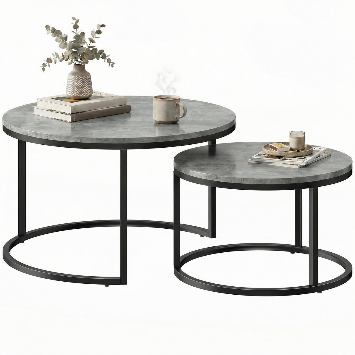BEISTELLTISCH Grau 2 Stück - Grau, Metall (78.5/78.5/46.5cm) - GiPP