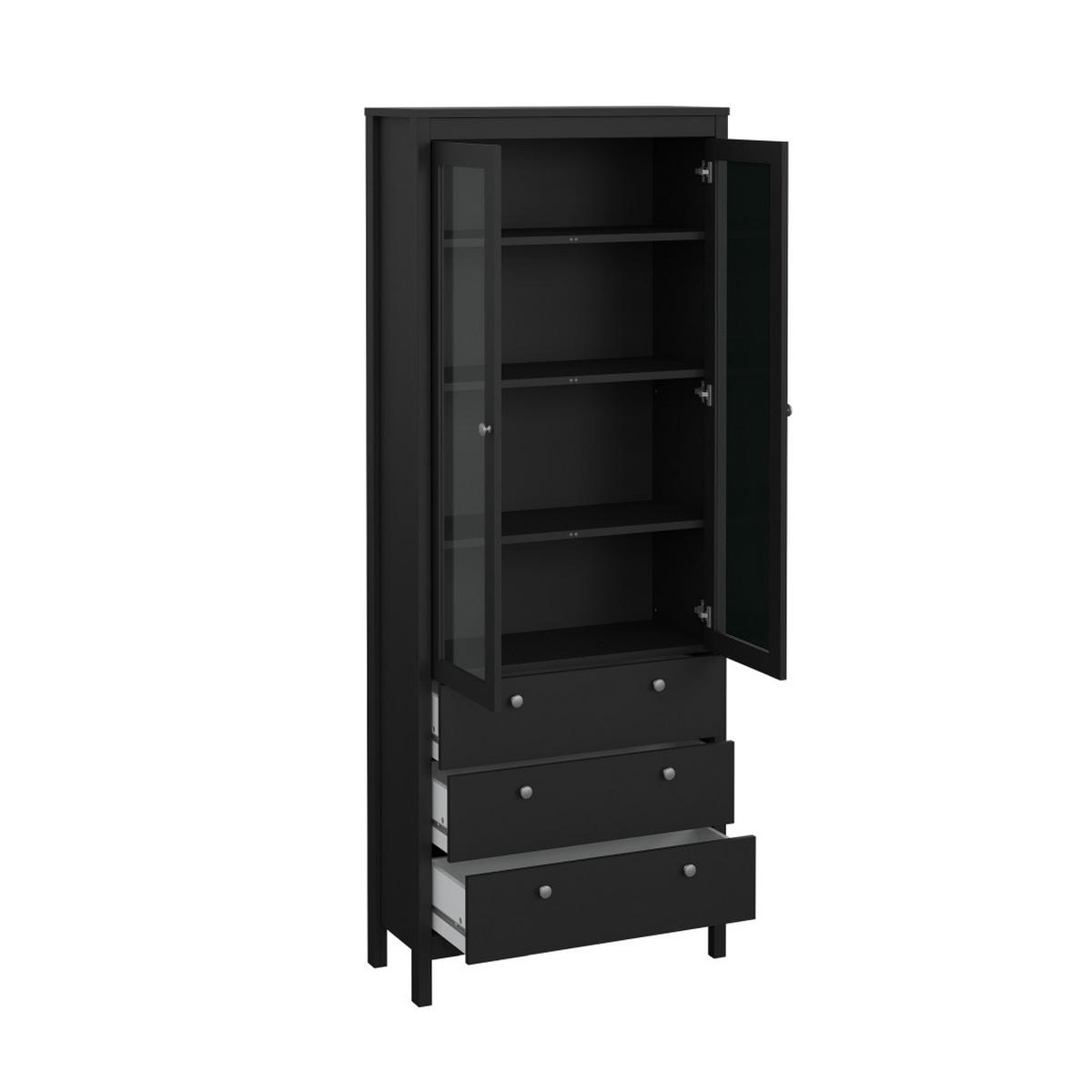 VITRINENSCHRANK, Madrid, Schwarz, Melamin., 78 x 33 x 199 cm - Schwarz, Holzwerkstoff (78/199/33cm) - ebuy24